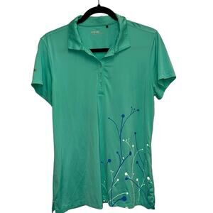 Ping Performance Golf Polo Medium Green Athletic Shirt Short Sleeve Stretch